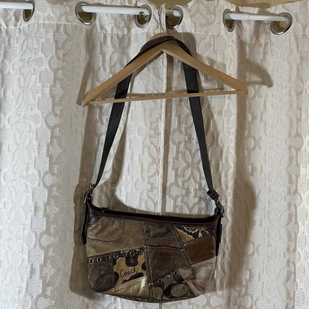 COACH Zoe Tonal Browns Patchwork Handbag # 12898 Made In 2008